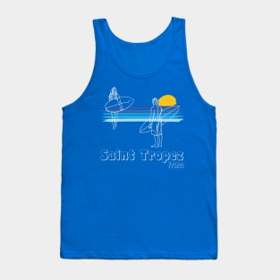 Saint Tropez Surfing Beach Surf Guy Girl Tank Top